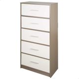 AKTIVE Max Home 18414 Multifunctionele slaapkamer, grijs en wit, 5 lichte stoffen laden, 58 x 30 x 112 cm, houtstructuur, opbergsysteem, thuisorganisatie, decoratie, kleedmeubels (18414)