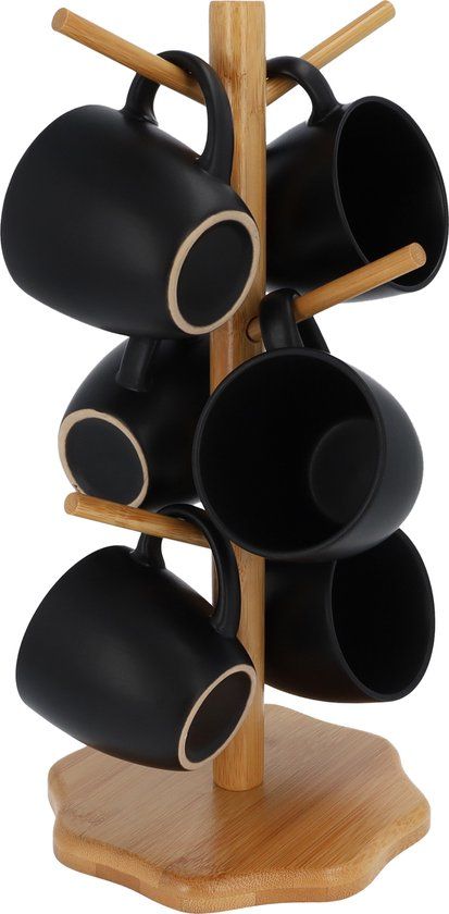 QUVIO Mokkenrek - Mokkenboom voor 6 kopjes - Hout - Bruin