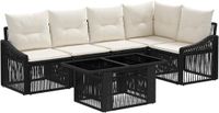 vidaXL - Tuinbank - Set - 6 - st - Zwart - en - Crème - Wit - poly - rattan