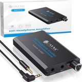 eSynic Amplificateur de casque portable, amplificateur de casque hifi rechargeable de 3,5 mm avec câble USB de 1,2 m et batterie au lithium pour lecteurs MP3 MP4, téléphones et ordinateurs