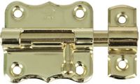 AMIG schuifslot/plaatgrendel - staal - 3 x 3.3 cm - messing afwerking - zilver - deur - poort