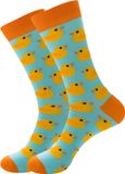 Tutti Footi Sokken met Badeendjes - Grappige Sokken Dames maat 36/41 - Oranje/Blauw met Eendjes