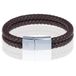 Memphis Dubbele leren armband Bruin Zilverkleurig-23cm