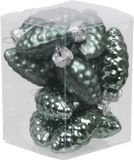 Othmar Decorations Bv 12x Dennenappel kersthangers/kerstballen emerald groen (greenlake) van glas - 6 cm - mat/glans - Kerstboomversiering