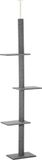 Carton Poteau griffoir Hauteur réglable 228–260 cm 5 plateaux Bois Plaque de base 43 x 27 cm Gris
