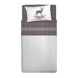 PENSIERI DELICATI Beddengoedset voor Frans bed, 100% katoen, 120 x 200 cm, inclusief hoeslaken, dekbedovertrek en 1 kussensloop, gemaakt in Italië, hertenruit, antraciet