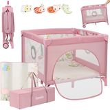 Lionelo Mille Plus Kinderbox 0-36 maanden – Babybox met T25 schuimmatras, educatief speelgoed, handgrepen voor leren staan, inklapbaar & mobiel, zijdeur met ritssluiting – speelbox voor thuis en op reis