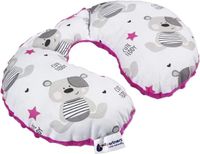 Medi Partners Nekkussen Kindernekrol Auto Vliegtuig Baby - 100% Katoen/Minky Nekondersteuning Hoofdsteun Kinderzitje Autostoel Nekrolkussen (Teddybeer met donkerroze Minky)