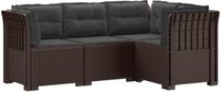 vidaXL 4-Zits Tuin Sofa met Kussens Rattan Look PP Bruin