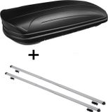 VDP Coffre de toit VDPMAA320 320Ltr Verrouillable Noir mat + Barres de toit RAPID Compatibles avec Kia Carens (UN) (5 portes) 02-06