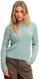 Superdry Essentials SD&CO Kabelgebreide Trui Dames Licht Jade Groen Maat M