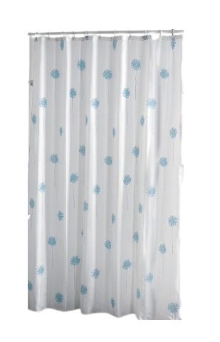 MSV Douchegordijn - 200 x 200 cm - Wit/Blauw - Polyester