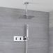 Kubix Thermostatic Shower Mixer with Diverter, 20cm Square Shower Head with Ceiling Arm and Hand Shower