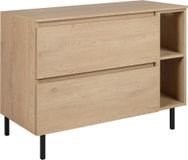 Armoire de salle de bain 100 cm (80 + 20) + meuble à poser + pieds de meuble, couleur : chêne clair