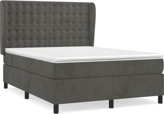 vidaXL Boxspring met matras fluweel donkergrijs 140x200 cm
