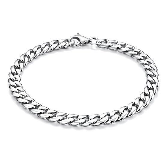 LGT JWLS Stalen heren armband Gourmet schakel Zilverkleurig 5mm-21cm