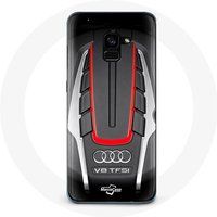 Audi S8 Logo Rood Maniacase Hoesje voor Samsung Galaxy A8 Plus