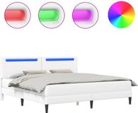 vidaXL Bedframe met LED-stripverlichting Wit 180 x 200 cm Kunstleer