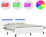 vidaXL Bedframe met LED-stripverlichting Wit 180 x 200 cm Kunstleer