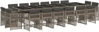 vidaXL 17-delige tuinset met kussens, polyrattan, grijs