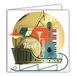 Afie 23025 Vierkante gouden glanzende gouden kaart Merry Christmas slee muziekinstrumenten liedjes feestdagen - met witte envelop