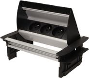 Orno AE-1361 Intrekbare Ingebouwde Stekkerdoos 3-Voudig - 1,8 m Snoerlengte - Franse Contactdoos Type E, grijs