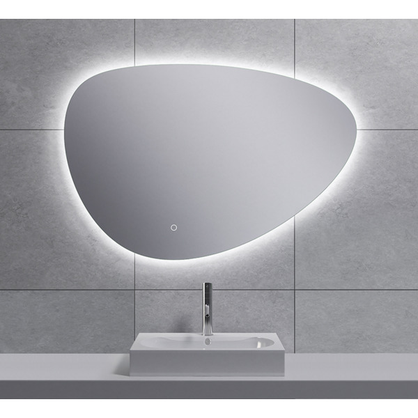 Wiesbaden Uovo Spiegel asymetrisch 90cm met spiegelverwarming met LED verlichting rondom dimbaar 38.4165