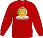 Bellatio Decorations Bol Kersttrui sweater voor kinderen - rood - Merry Christmas - oranje kat / poes kerstbal - kerstdiner kleding 122/128