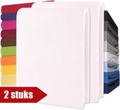 CelinaTex Lucina Jersey Katoen Stretch Topper Hoeslakens - Set van 2 - Wit - 90x200cm - 100x200cm