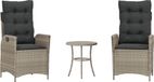 Bol Bistroset 3-delig avec coussins poly rotin gris clair