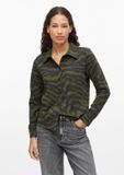 s.Oliver - Vrouwen - T-shirt - Olijfgroen - Maat 36 - Katoen - Gestreept