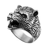 Lucardi Heren Stalen ring beer - Ring - Staal - Zilver - 22 / 69 mm