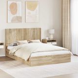 vidaXL Bedframe met opbergruimte en hoofdbord 2 st Bewerkt hout