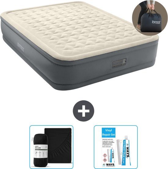 Intex PremAire II Luchtbed - 2-Persoons - 152 x 203 x 46 cm - Grijs - Inclusief pomp, hoeslaken en reparatieset