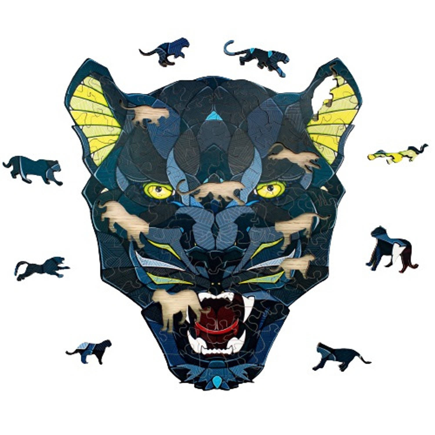 Eco-Wood-Art Eco Wood Art Houten Puzzel Panther, 31x28x0,5cm