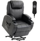 Homcom Elektrische Sta-op Relaxfauteuil met Afstandsbediening, Kunstleer, Zwart