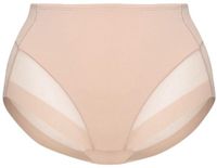 Bye Bra High Brief Tulle Kanten Naadloze Ondergoed met Hoge Taille, Zachte, Rekbare, Ademende Polyamide-Elastane Slip voor een Glad Silhouet, Beige & Zwart (Beige, XXL)