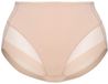 Bye Bra High Brief Tulle Kanten Naadloze Ondergoed met Hoge Taille, Zachte, Rekbare, Ademende Polyamide-Elastane Slip voor een Glad Silhouet, Beige & Zwart (Beige, XXL)