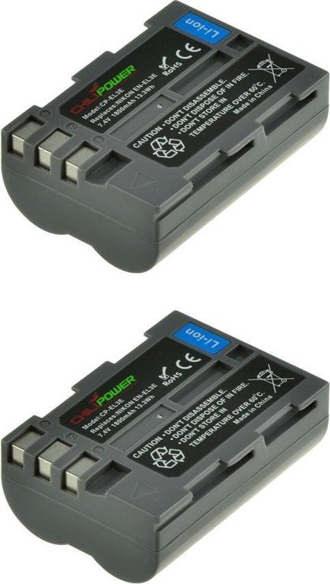ChiliPower EN-EL3E Accu voor Nikon - 1800mAh - 2-Pack