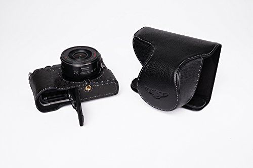 Zakao GX85 Camera Case - Echt Lederen Full Camera Case Bag Pouch voor Panasonic GX85 GX80 GX7 II - Zwart