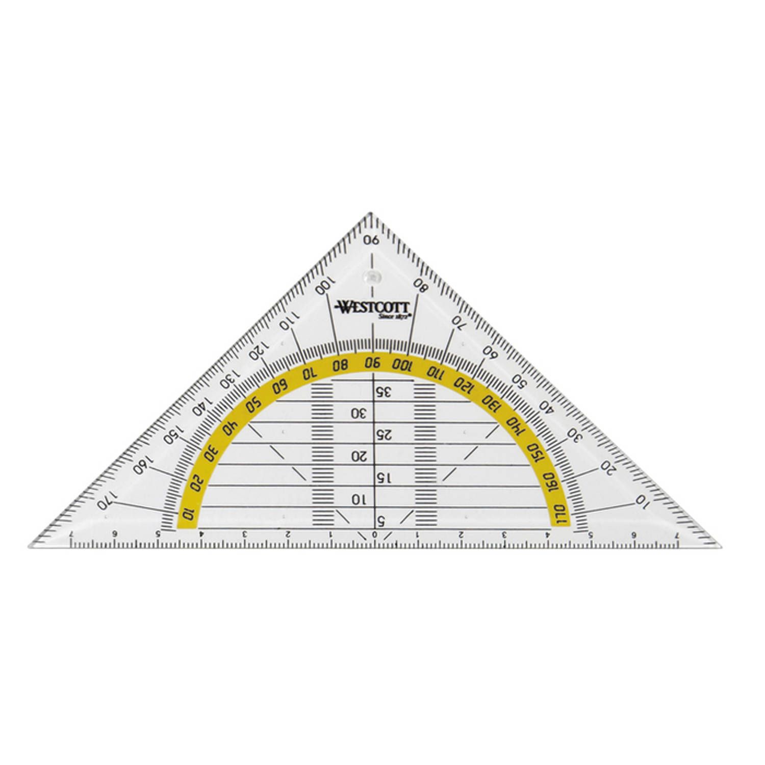 Westcott Geodriehoek - 14 cm - Transparant