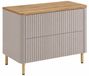 3E 3xE living.com Badkamermeubel, 80 cm breed, kasjmierkleur, massief eikenhout (Craft-stijl), afmetingen: 80,8 x 44,2 x 50 cm