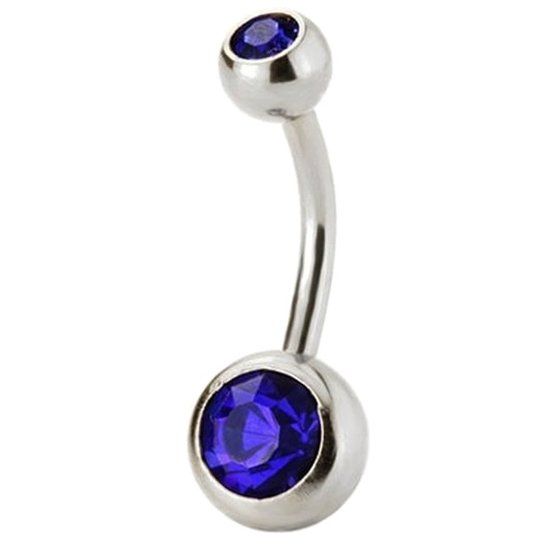 Fako Bijoux Navelpiercing Kristal Donkerblauw