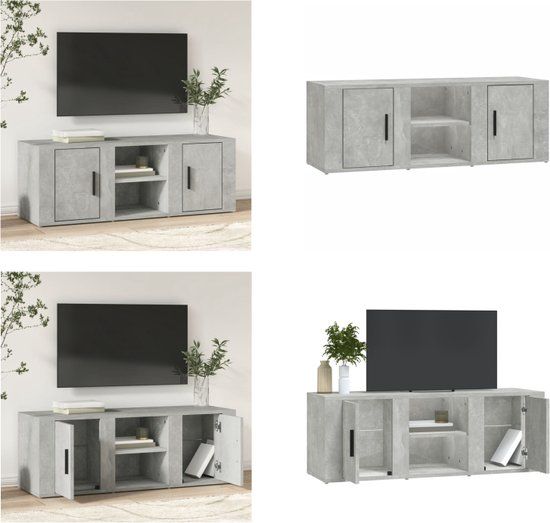 vidaXL Tv-meubel 100x31,5x35 cm bewerkt hout betongrijs