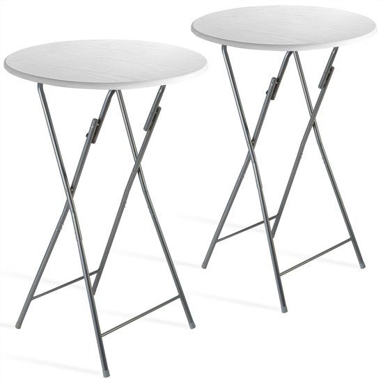 CASARIA Statafel Set van 2 - Inklapbaar houtlook 110cm Ø60cm - Wit