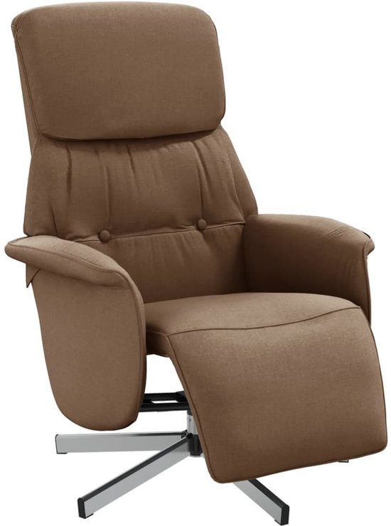 vidaXL Fauteuil verstelbaar met voetensteun stof bruin