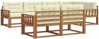 vidaXL - Hoek loungeset - 7 zitplekken - Natuurlijk en crème - Acacia hout