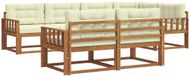 vidaXL - Hoek loungeset - 7 zitplekken - Natuurlijk en crème - Acacia hout