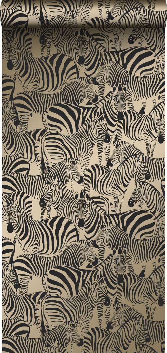 Origin Wallcoverings behang zebra's glanzend goud - 347454 - 53 cm x 10,05 m