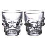 Set Skulls and Roses Set van 2 Skulls and Roses Glass Skull Shot Glasses (60 ml)